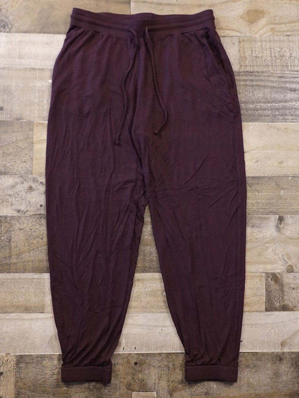 Eileen Fisher Tapered Crop Jogger Pants Women’s Small Burgundy Pull On
